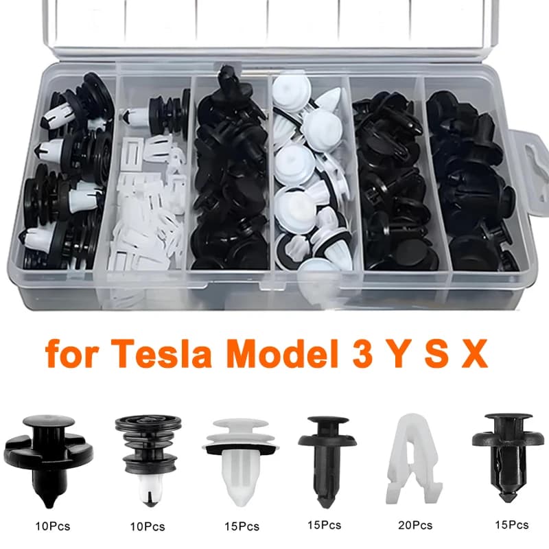 Juego de sujetadores de retenedores de Clips para coche, 85 Uds., con removedores de sujetadores, sujetador de remache de plástico para Tesla Model 3 Y S X