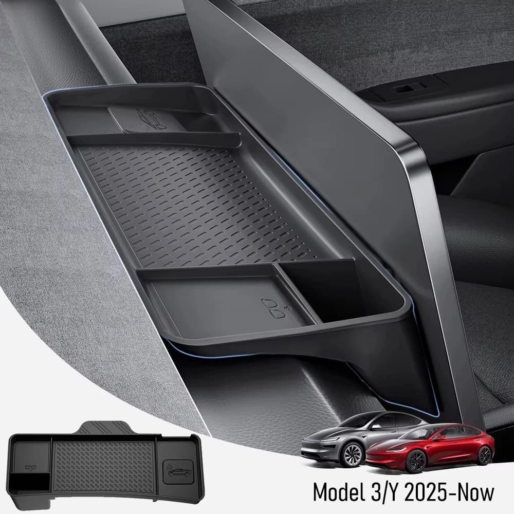 Organizador de Almacenamiento Detrás de la Pantalla para Tesla Model Y Juniper Model 3 2025 2026, Soporte para Tablero, Bandeja para Caja de Pañuelos, Accesorios