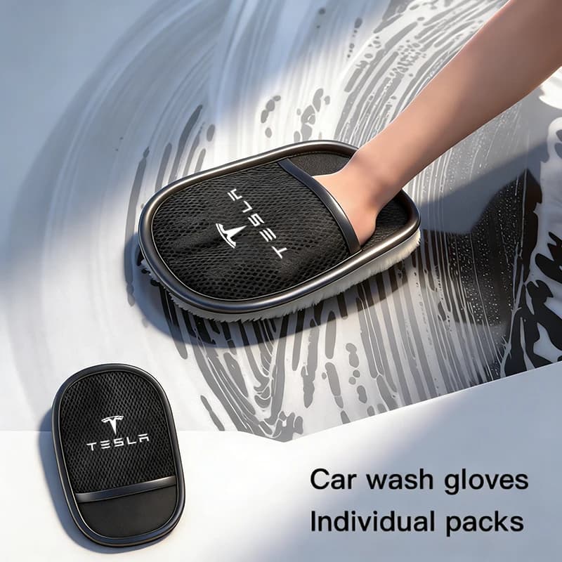 Guante de lavado de coches, herramientas de cepillo de limpieza de esmalte suave de lana para Tesla Model 3 Highland 2023 Model S Model X Model Y