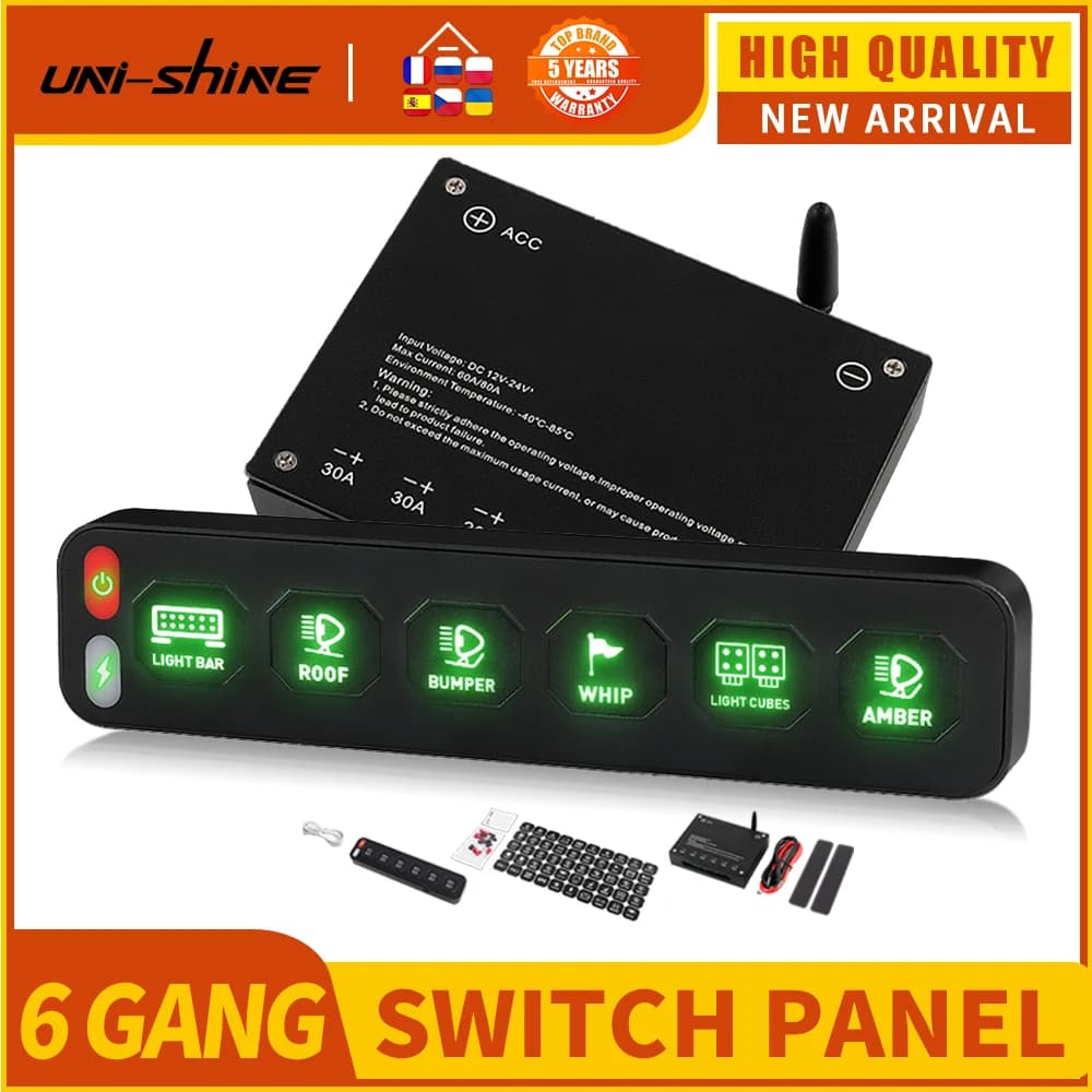 Tesla UNI-SHINE 4/6 Panel de Control Control táctil inalámbrico relé electrónico multifunción RGB clic parpadeante para coche 4x4 barco 12V 24V