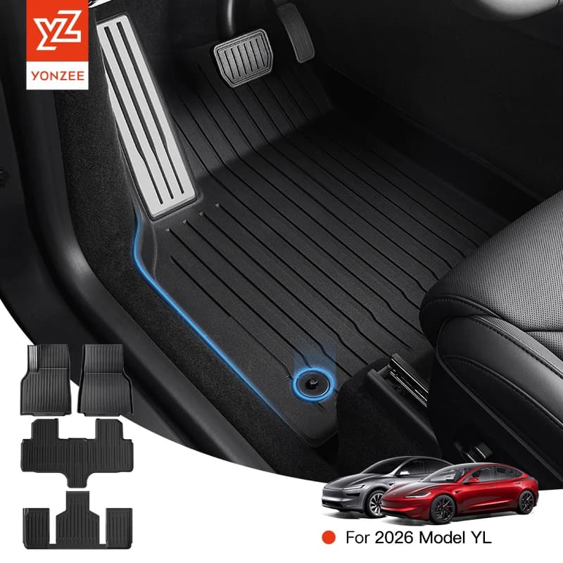 Alfombrillas para Tesla Modelo YL 2026, Juego de Alfombrillas para Maletero, Alfombrillas de TPE Impermeables y Antideslizantes, Juego de Alfombrillas para LHD y RHD
