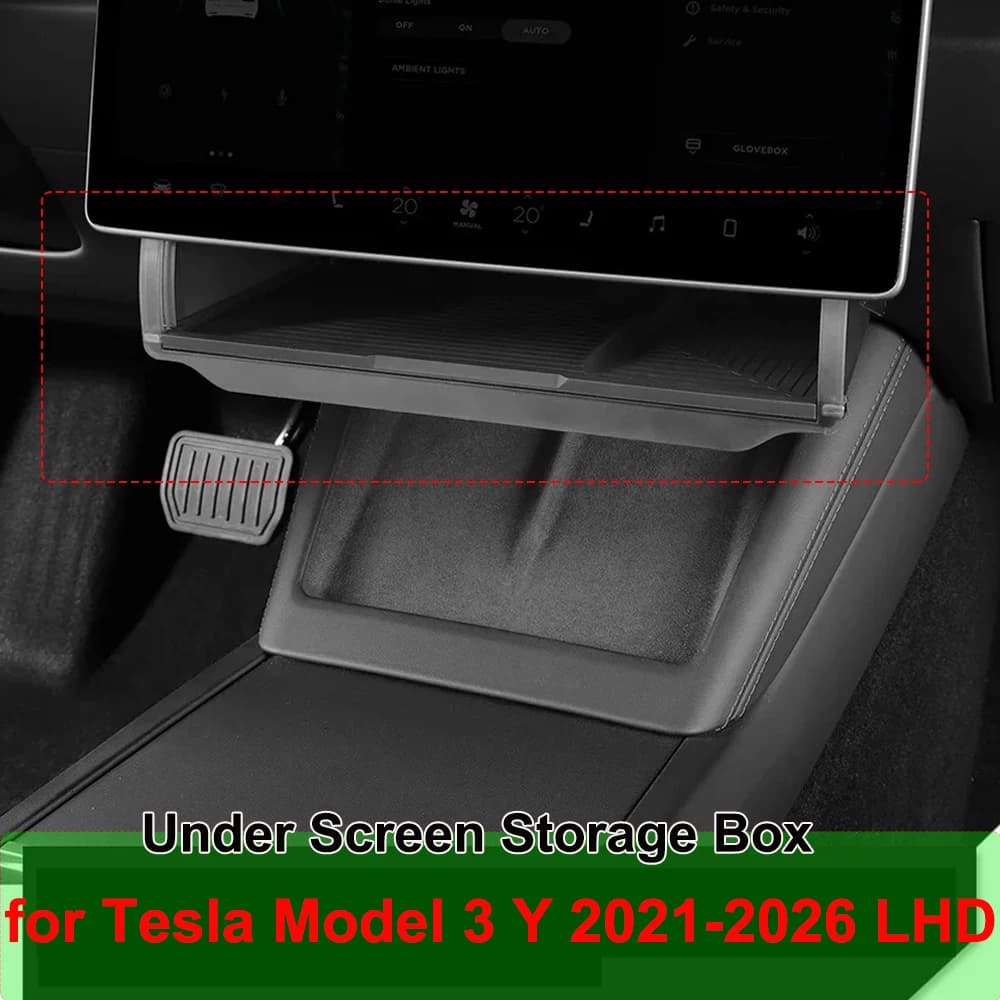 Para Tesla Model Y Juniper 2026 Model 3 Highland 2025 caja de almacenamiento oculta debajo de la pantalla detrás de la pantalla caja organizadora de la consola central