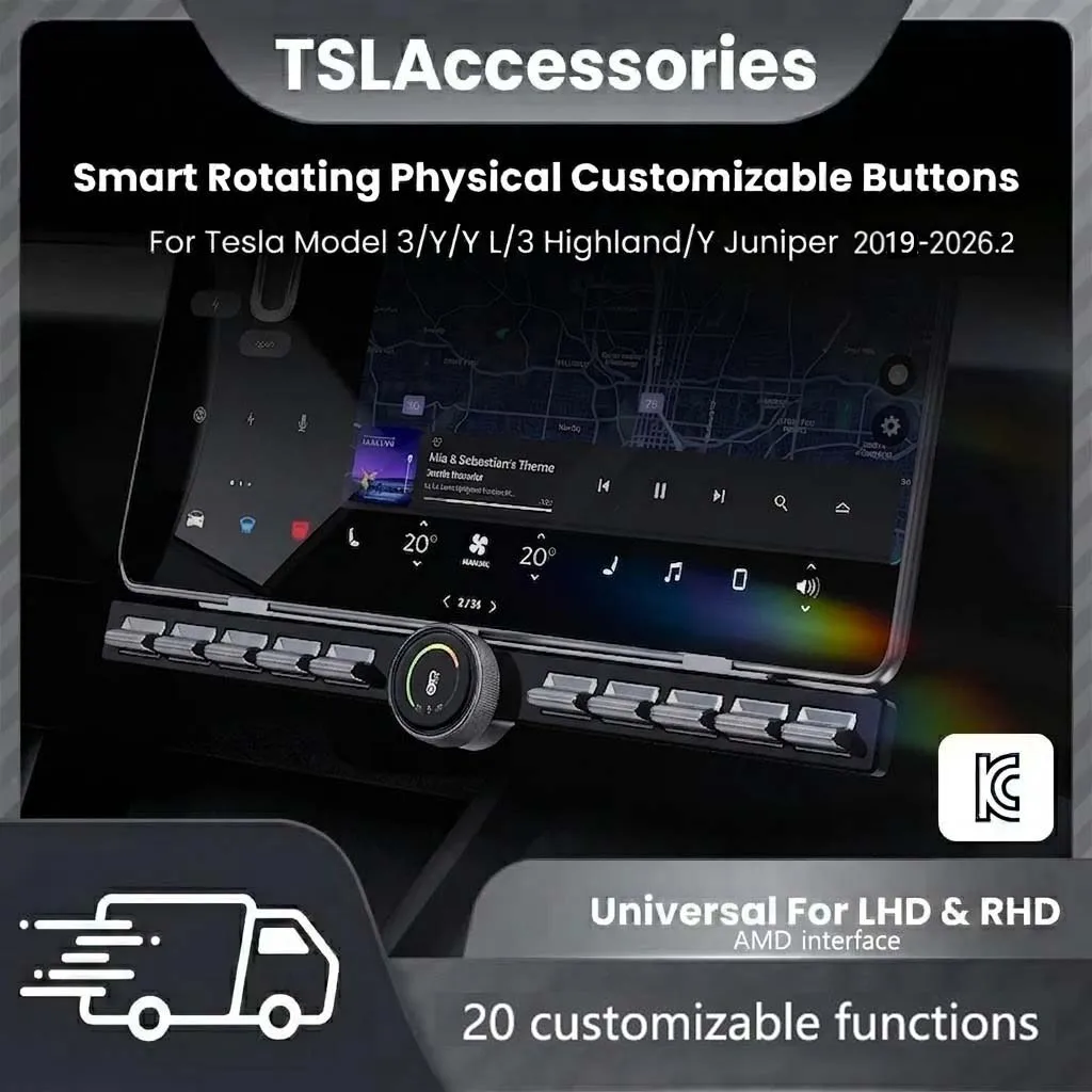 Nuevo Perilla de Control Inteligente 3.0 para Tesla Model 3 Highland/Y Juniper, Botones Físicos Giratorios Multifunción con Atajos Personalizados