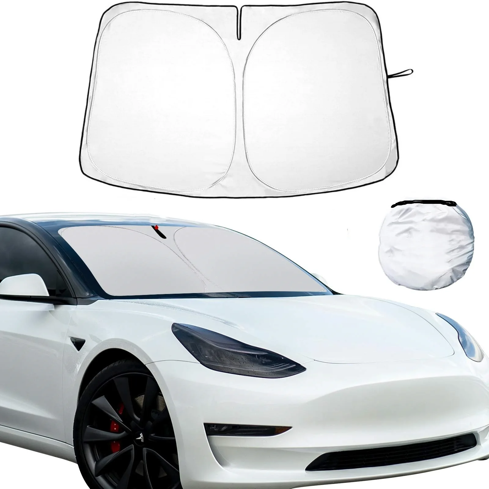 Parasol para parabrisas de coche Tesla Model 3/Y, parasol plegable grueso para ventana delantera, protección solar, aislamiento térmico, parasol para coche