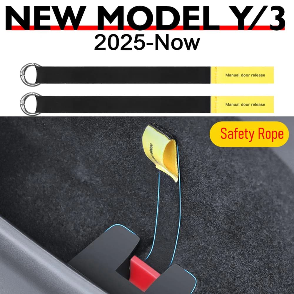 Cuerda de Liberación de Emergencia para Puerta Trasera de Tesla Model 3 Y Juniper 2025 2026, Accesorios de Seguridad
