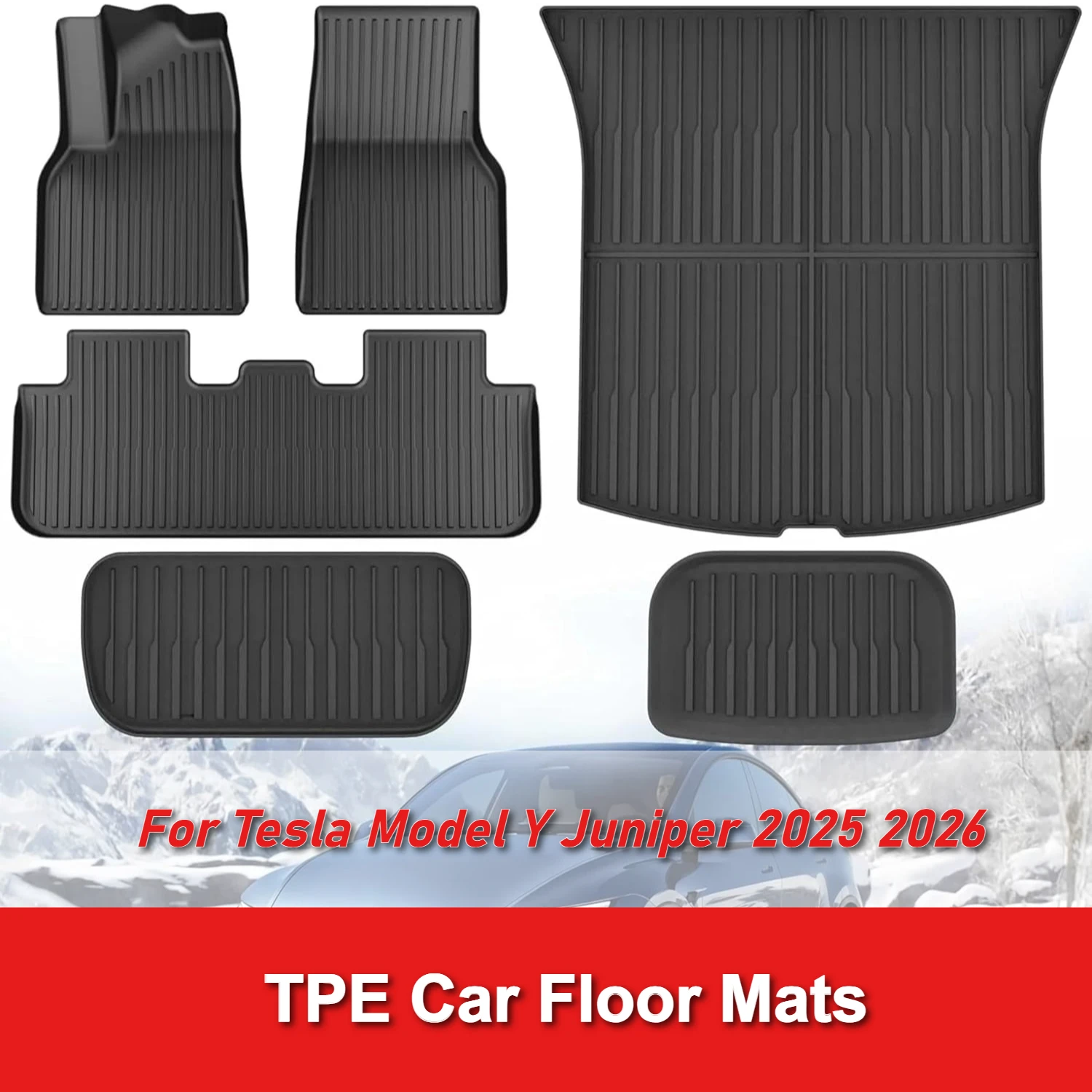Alfombrillas para maletero Tesla Model Y Juniper 2025 2026 TPE, alfombras antideslizantes de doble capa para pies, alfombrillas protectoras de Cochega duraderas