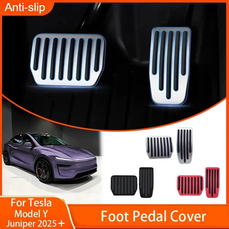 Almohadillas de Pedal mejoradas para Tesla Model Y Juniper 2025 2026, reposapiés de acelerador antideslizante, accesorios de alfombrilla de aluminio de rendimiento