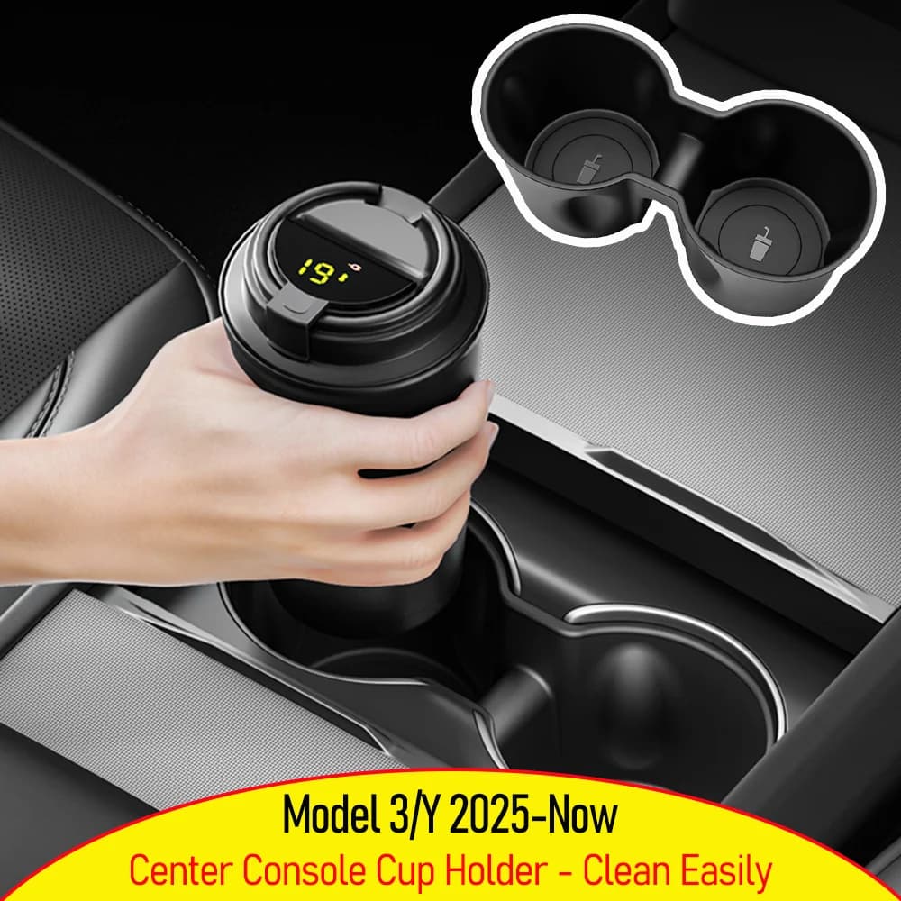 Soporte para vasos para Tesla Model Y Juniper 2025 Model 3, organizador de consola central, caja de almacenamiento TPE, accesorios para coche