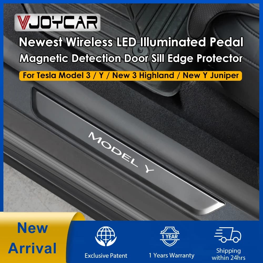 El más nuevo Pedal iluminado LED inalámbrico para Tesla New Y Juniper 3 Highland detección magnética Protector de borde de alféizar de puerta modelo 3 Y