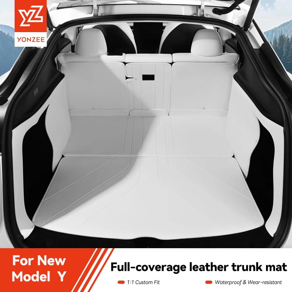 Alfombrillas de Cuero para Maletero YZ para Tesla Model Y Juniper 2021-2026, Alfombrillas Completas Impermeables Antideslizantes, Alfombrilla Personalizada para el Piso, Accesorios