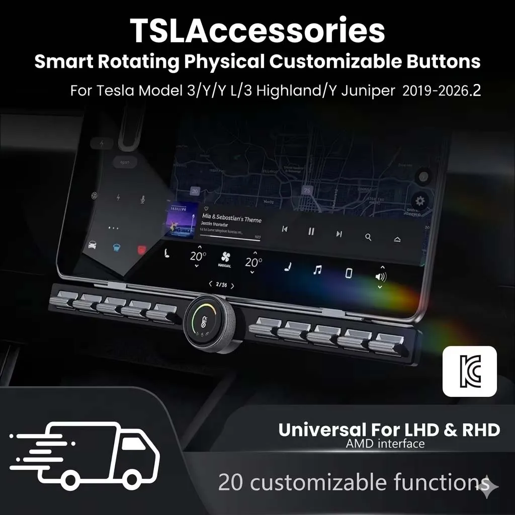 Nuevo Perilla de Control Inteligente 3.0 para Tesla Model 3 Highland/Y Juniper/Y L, Botones Físicos Giratorios Multifunción, Accesos Directos Personalizados