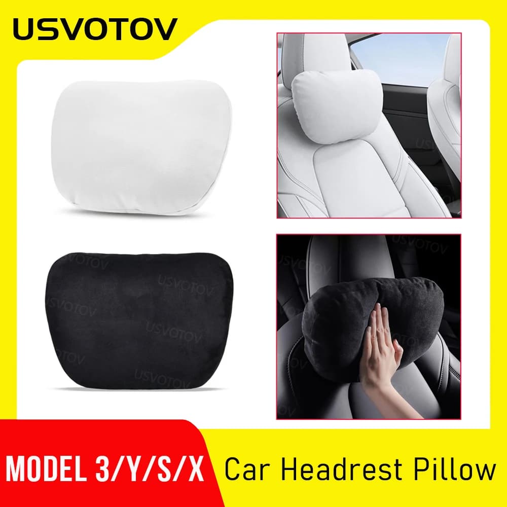 Almohada para reposacabezas de coche, compatible con Tesla Model 3, Model Y, Model S, X, YL. Almohada de soporte para el cuello, accesorio protector, almohada para viajes.