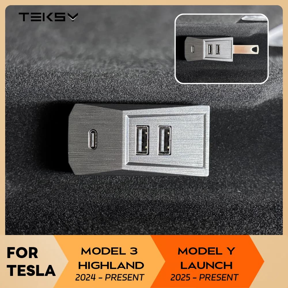 Glovebox-Hub USB para Tesla, nuevo modelo Y Launch Juniper 2025 modelo 3 Highland 2024, puerto tipo C, acoplamiento divisor de pantalla Digital
