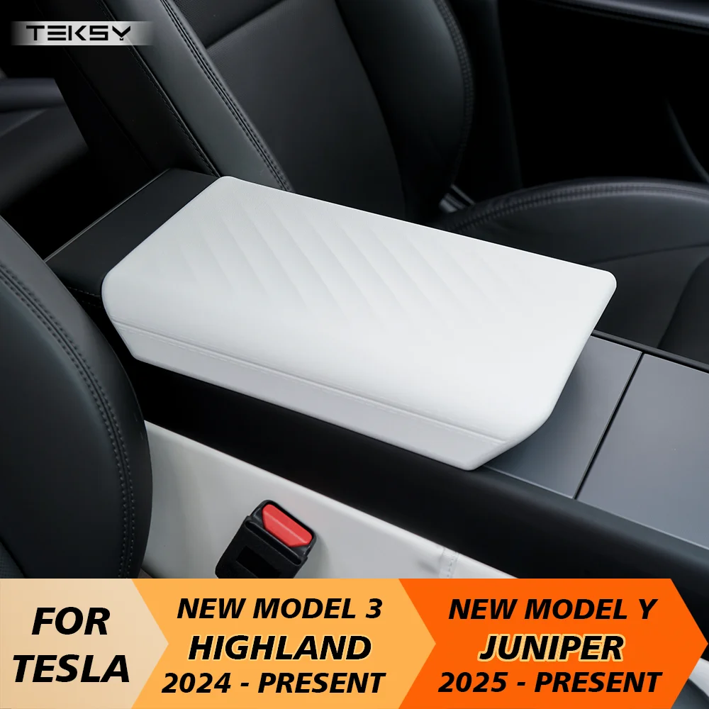 Para Tesla Model Y Launch Juniper 2025 Model 3 Highland 2024 TPE funda blanda consola central reposabrazos tapa reposabrazos cubierta Accesorios