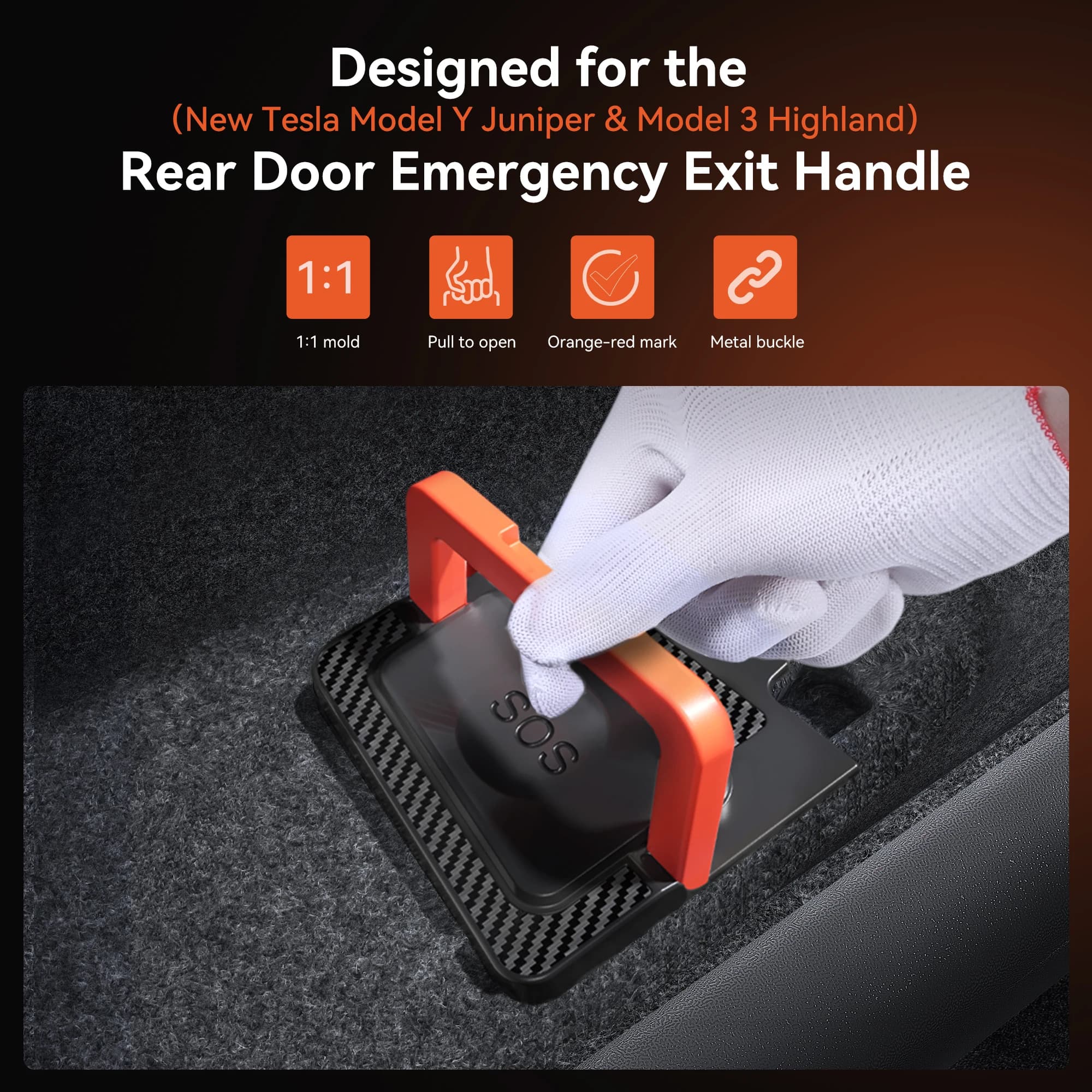 Cuerda de Seguridad para Puerta Trasera YZ para Tesla Model 3 Y Highland Juniper 2021-2026, Accesorio para Auto, Manija de Emergencia