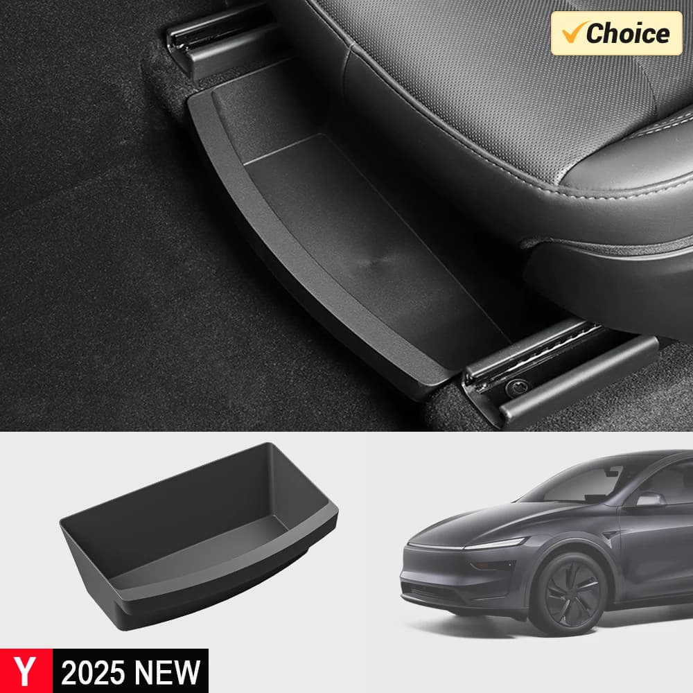 Organizador de Almacenamiento Debajo del Asiento para Tesla Model Y Juniper 2025 2026, Caja de Almacenamiento Oculta, Cajón Debajo del Asiento Lavable, Accesorios