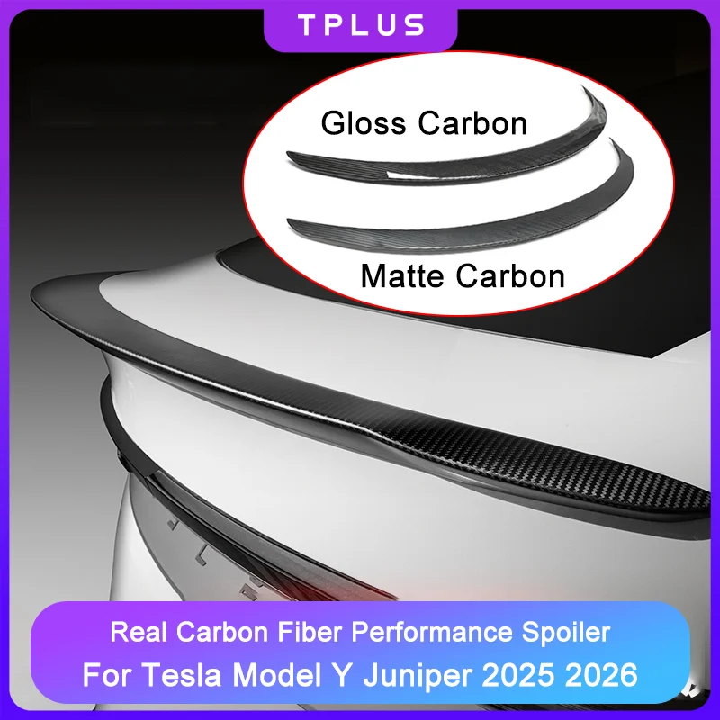 Para Tesla Model Y Juniper Spoiler versión de rendimiento de fibra de Cochebono Real modificación del ala del maletero trasero 2025 2026 accesorios de coche