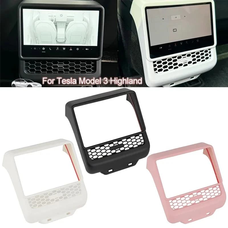 Protector de Pantalla Trasera y Marco para Tesla Model 3 Highland 2024 y Model Y 2025 Juniper, Cubierta Protectora para la Rejilla de Ventilación Trasera