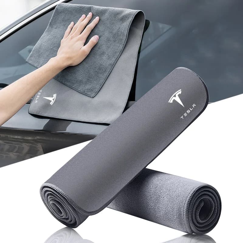 Toalla de microfibra para lavado de coches, emblema automático, trapo de limpieza y secado, Auot para Tesla Model 3 S Y X 2021 2022 2023, Roadster Bonina