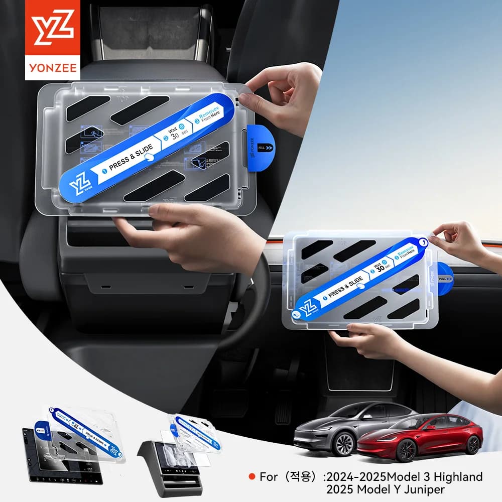 Protector de Pantalla de Vidrio Templado YZ para Tesla Model Y Juniper 3 Highland 2025, Pantalla de Control Central Trasera de 15.4 Pulgadas