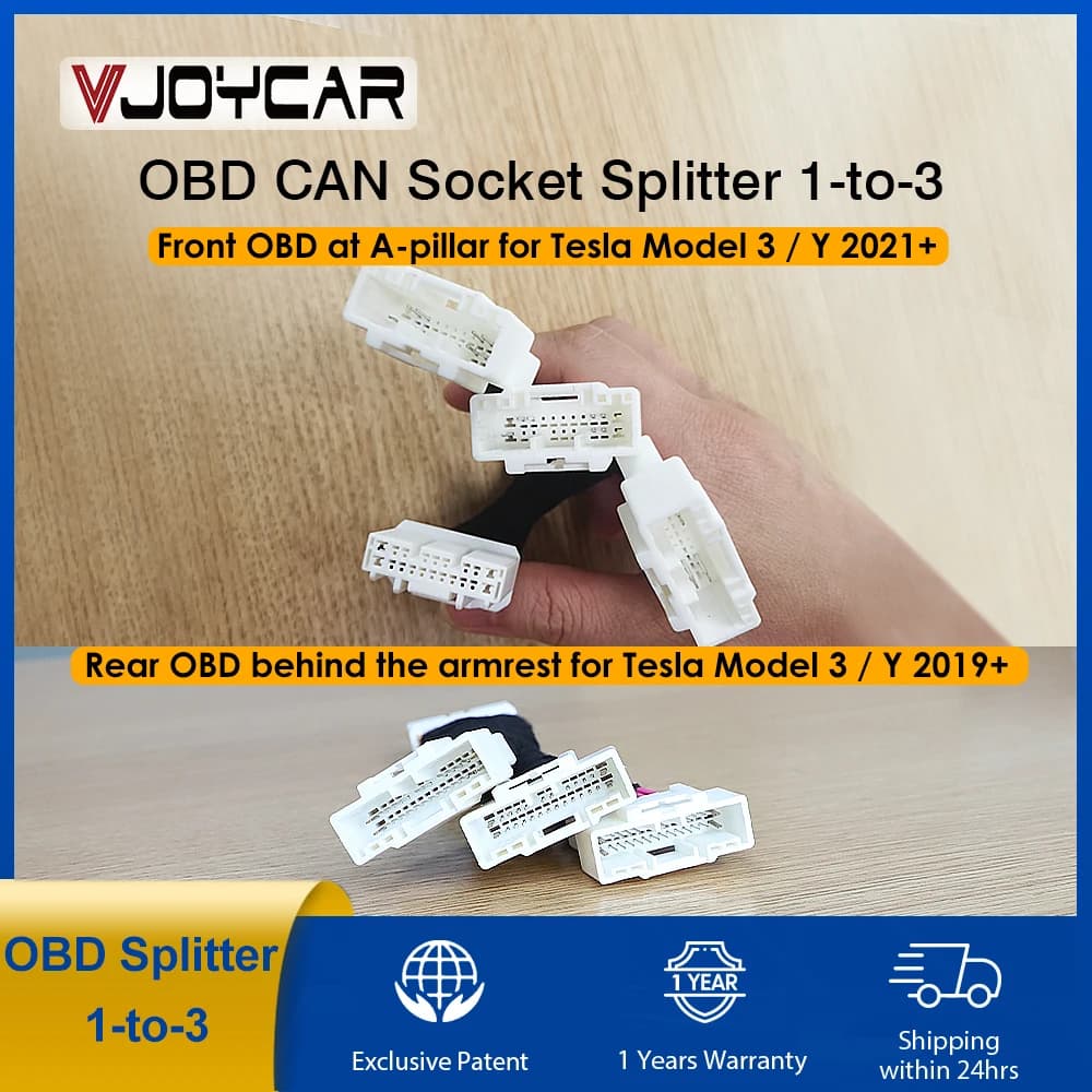 Para Tesla OBD Splitter 1-a-3 OBD CAN enchufe 12PIN 20PIN 26PIN adaptador de enchufe uno a tres puerta delantera derecha Pilar A