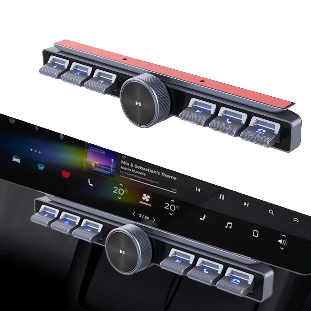 Tesla Control remoto Multimedia inalámbrico, controlador LED de 7 teclas para coche, ajustador de volumen, respuesta a llamadas telefónicas para reproductor de navegación Multimedia