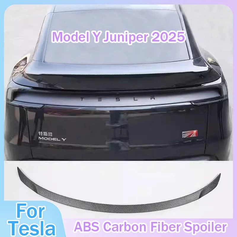 Alerón con diseño de fibra de Cochebono ABS para Tesla Model Y Juniper 2025, ala de maletero Original de alto rendimiento, accesorios modificados para automóvil
