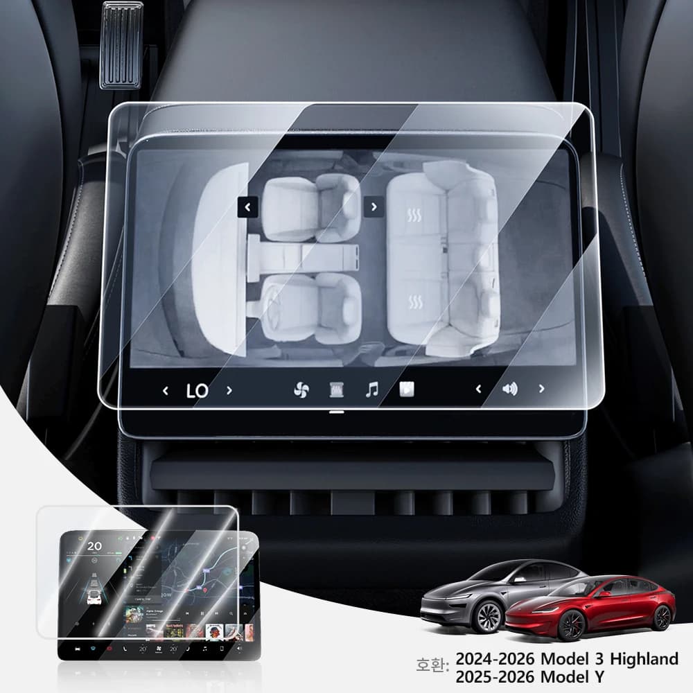Protector de Pantalla de Vidrio Templado YZ para Tesla Model Y Juniper Model 3 Highland 2025 2026, Protección para la Pantalla Central de la Fila Trasera