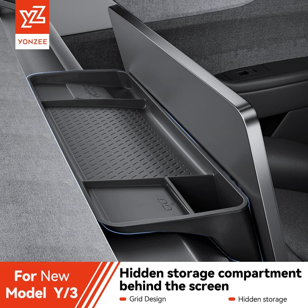 YZ para Tesla Model Y Juniper Model 3 Highland caja de almacenamiento de pantalla trasera organizador soporte para tablero caja de pañuelos bandeja Accesorios
