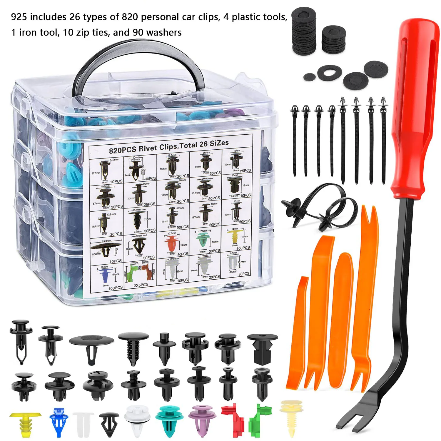Tesla Kit de Clips para coche, sujetadores de remaches de parachoques, Kit de embellecedor de retenedor de pasador tipo empuje automático, reparación de Clips de Panel embellecedor de puerta de parachoques, 925 Uds. -100 Uds.