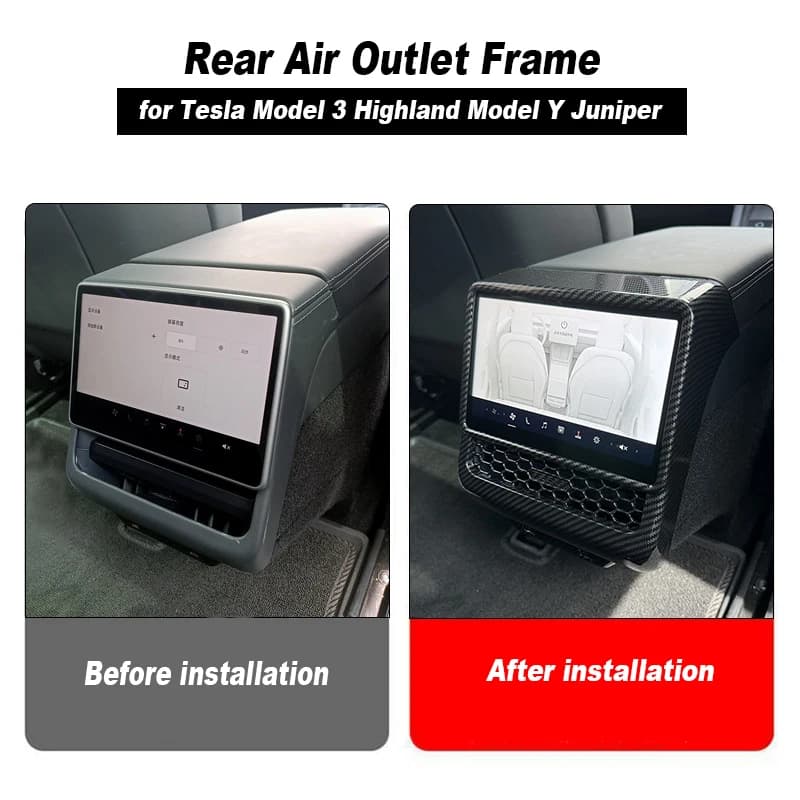 Marco de salida de aire trasera para Tesla Model 3+/Model Y Juniper 2025, cubierta de pantalla trasera, embellecedor de ventilación trasera, accesorios de cubierta protectora