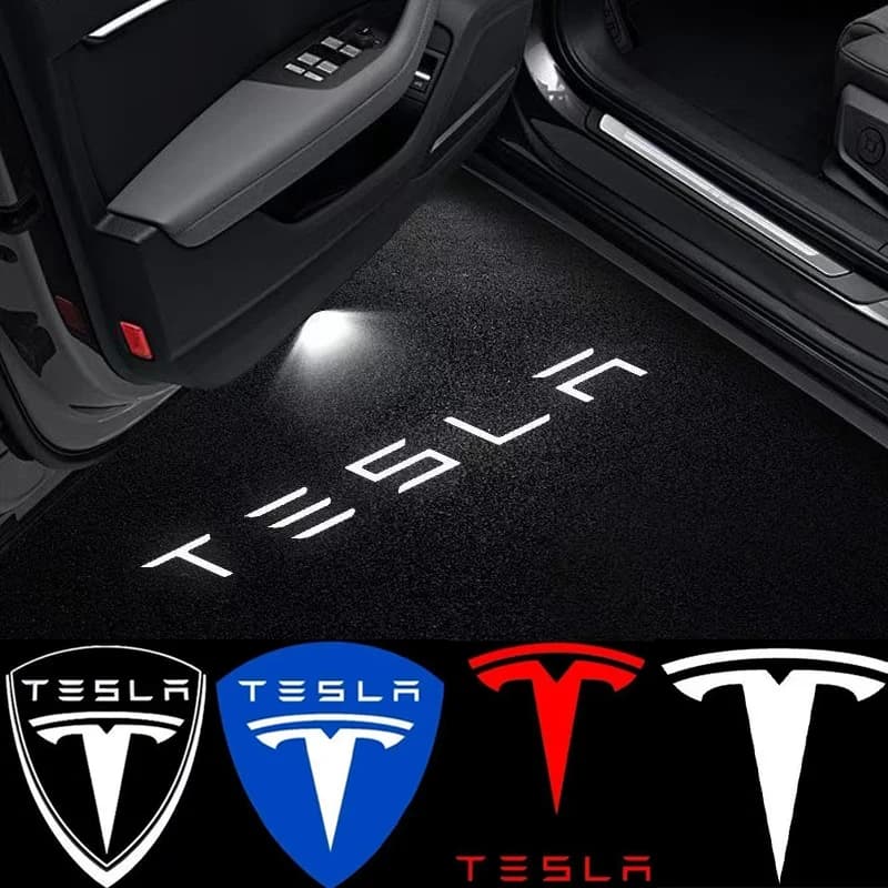 Luces LED para puerta de bienvenida de coche, accesorio con emblema para Tesla SpaceX Model 3 Highland 2023 Model S Model X Model Y Model Y-Eur Roa, 2 uds.