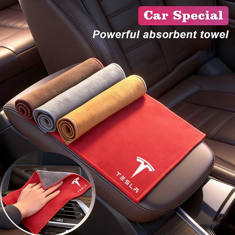 Toalla de microfibra, accesorios para el cuidado de limpieza del coche para Tesla Model 3 Highland 2023 Model S Model X Model Y