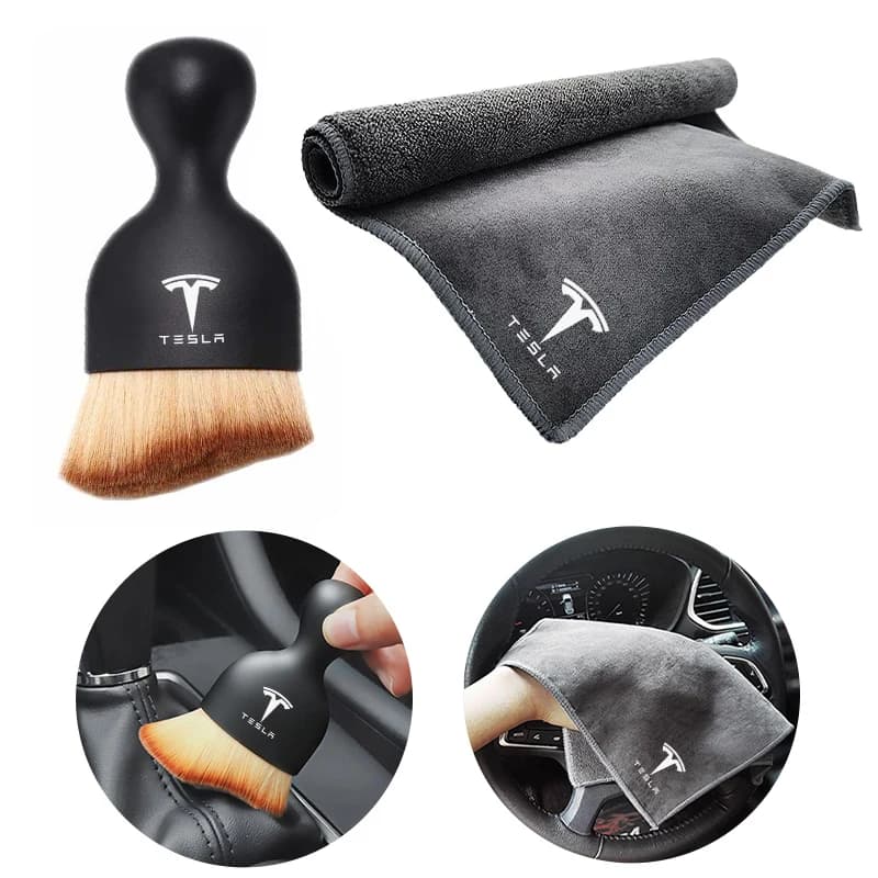 Para Tesla Model 3 Y limpieza Interior del coche cepillo suave herramienta removedor de polvo gamuza polar microfibra toalla de lavado trapo de limpieza del coche