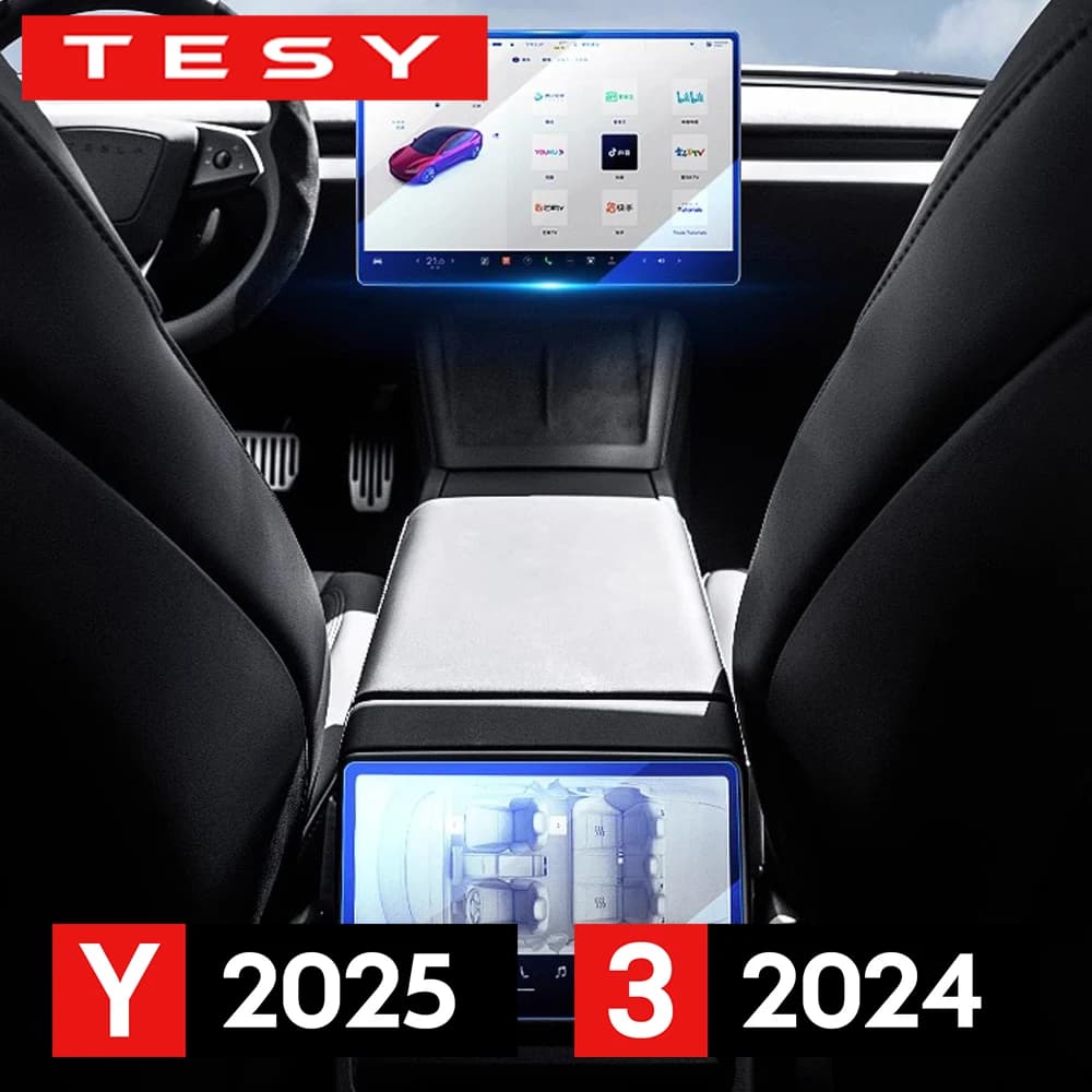 Protector de película de vidrio templado para el nuevo Tesla Model Y Juniper 2025 Launch Model 3 Highland 2024 Protector de pantalla delantera y trasera