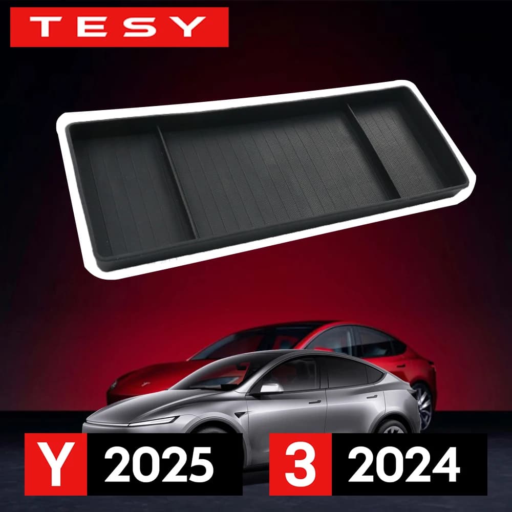Para Tesla Nuevo Modelo Y Juniper 2025, Modelo 3 Highland 2024, Caja de Almacenamiento para Pantalla Trasera, Bandeja para Pañuelos en el Tablero, Panel ECT
