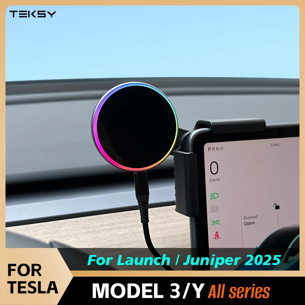 Soporte Magnético para Teléfono de Coche con Cochegador Inalámbrico de 15W Compatible con MagSafe para Tesla Model Y 3 HIGHLAND LAUNCH JUNIPER 2026