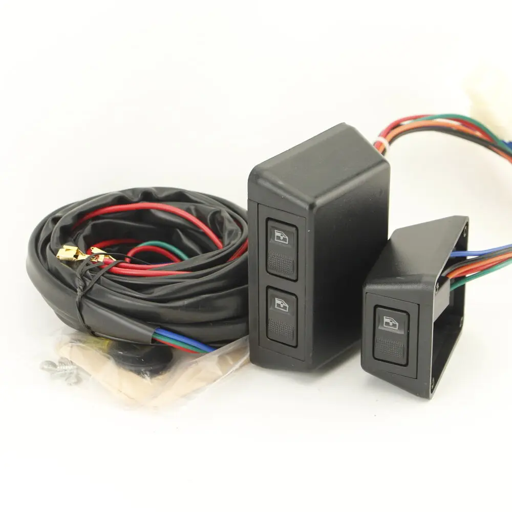 Tesla Kit universal de 3 interruptores basculantes Cerradura de puerta Ventanas eléctricas 12V para dos puertas delanteras