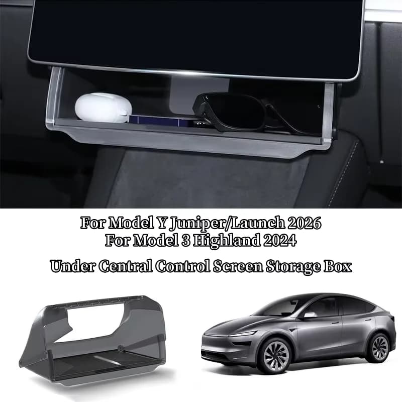 Caja de Almacenamiento Debajo de la Pantalla de la Consola Central para Tesla Model 3/Y Juniper/Launch 2026, Bandeja Organizadora de Almacenamiento Oculta para la Consola Central