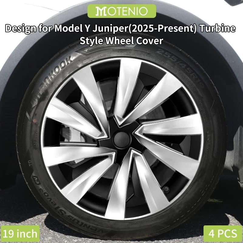 4 piezas para el Nuevo Model Y 2025-2026 Juniper, tapacubos de 19 pulgadas estilo turbina para Tesla, accesorios para cubierta de llanta y tapacubos para automóvil.
