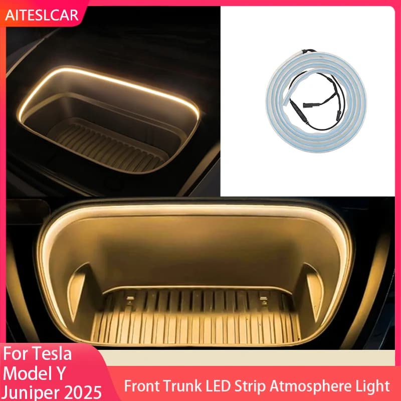 Para Tesla Model Y Juniper 2025 Model 3 Highland 2024 maletero delantero tira de LED impermeable atmósfera iluminar luz Plug & Play