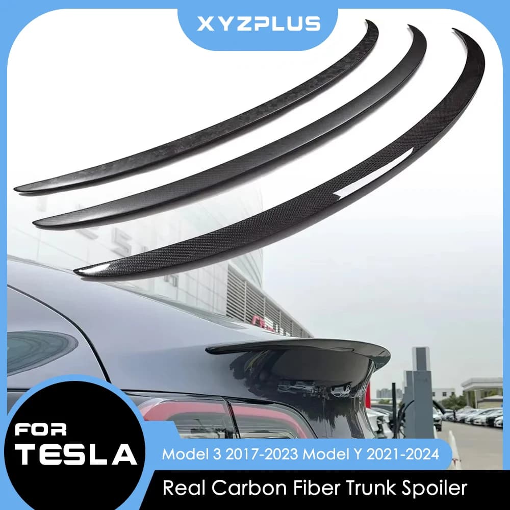 Xyzplus nuevo alerón de ala de maletero de coche para Tesla modelo Y 2023 accesorios alerón accesorio de fibra de Cochebono Real modelo 3 2022