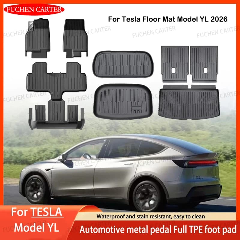 Alfombrillas para Tesla Modelo YL 2026, Juego de Alfombrillas para Maletero, Alfombrilla para Equipaje de TPE Impermeable y Antideslizante, Juego de Alfombrillas para Maletero LHD, Accesorios para Auto