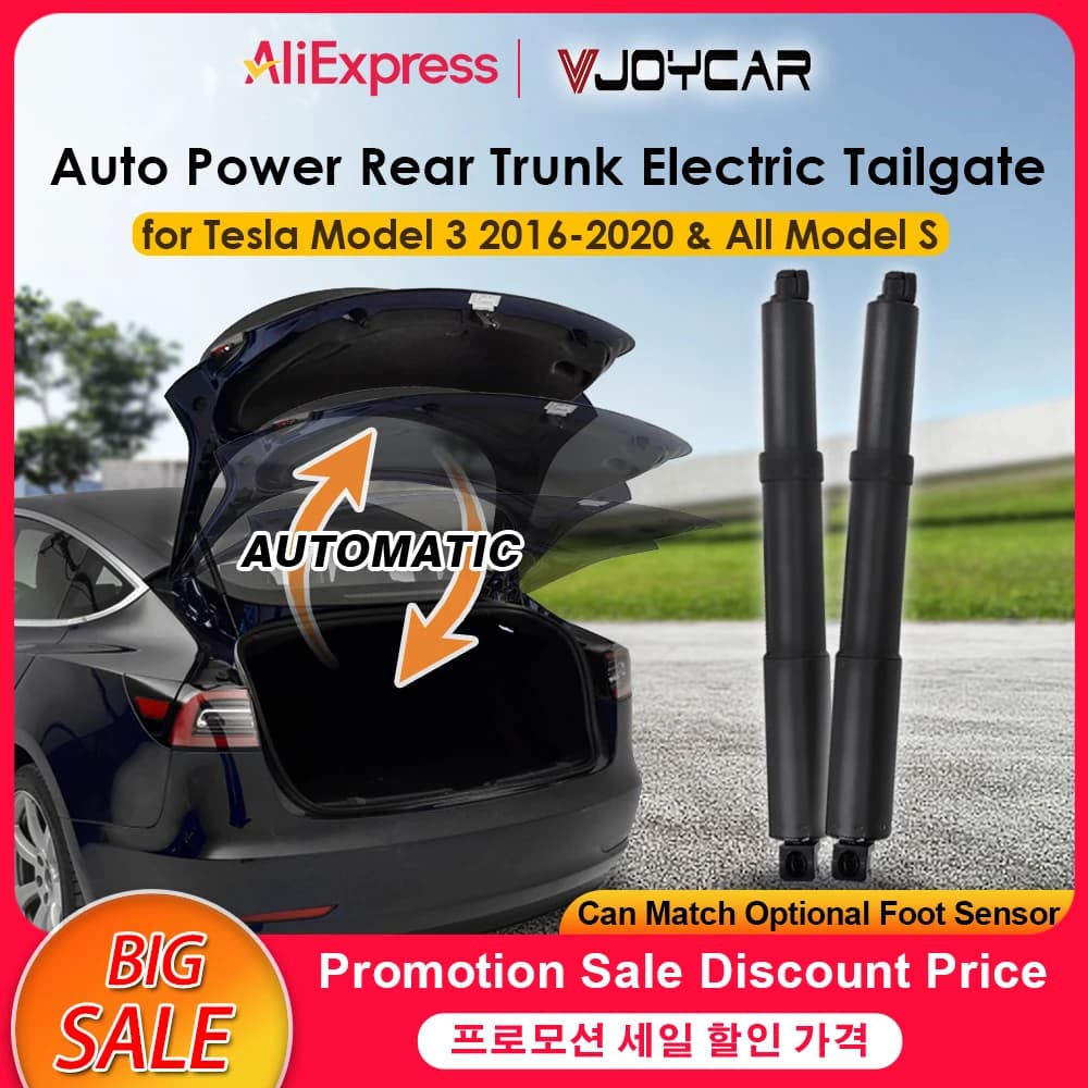 VJOYCoche-maletero trasero de potencia automática para Tesla Model 3 S, elevador automático eléctrico, aplicación de puerta trasera, Control de pantalla clave, Sensor de pie opcional