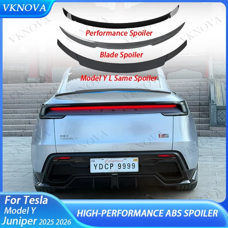 Alerón con Patrón de Fibra de Cochebono Mate ABS para Tesla Model Y Juniper 2025 26, Alerones Traseros Negros Brillantes para Maletero, Accesorios Modificados para Automóviles