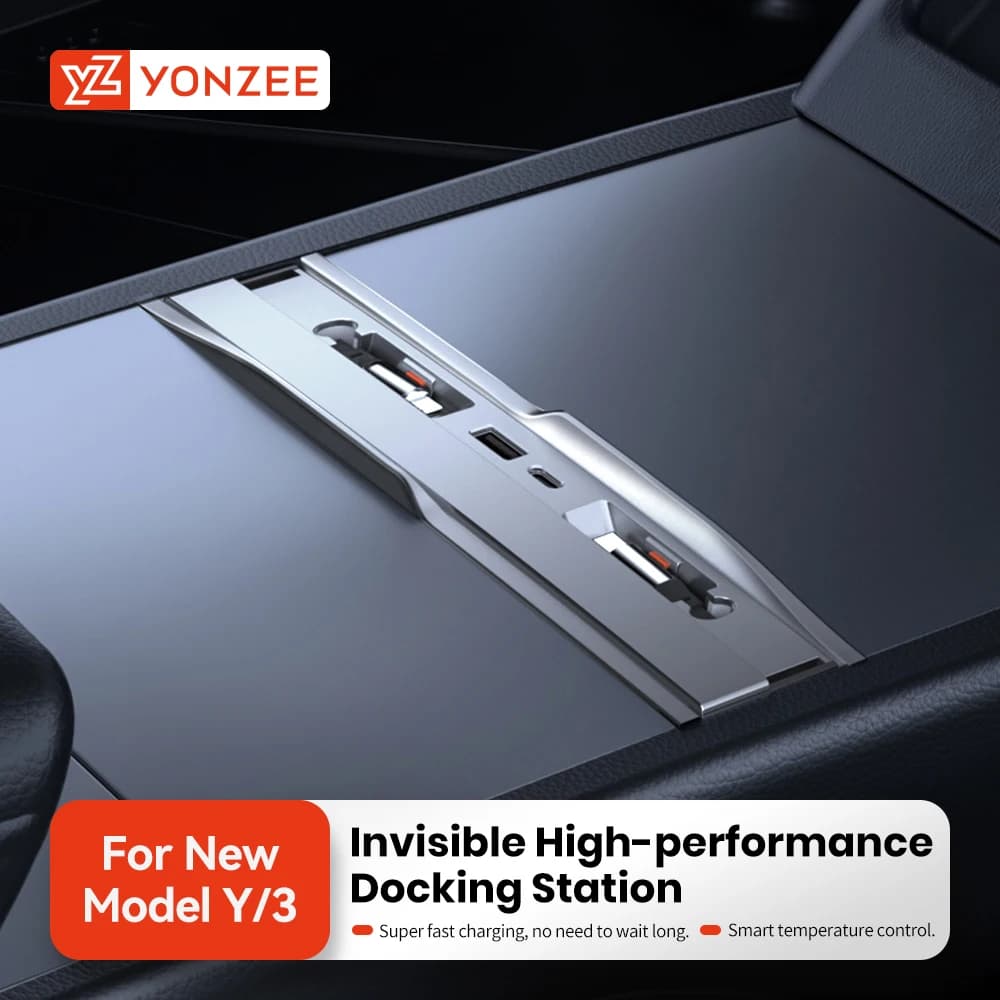 YZ para Tesla Model Y Juniper 2025 Model 3 Highland 54W Cochegador rápido USB Shunt Hub estación de acoplamiento inteligente adaptador de corriente para coche