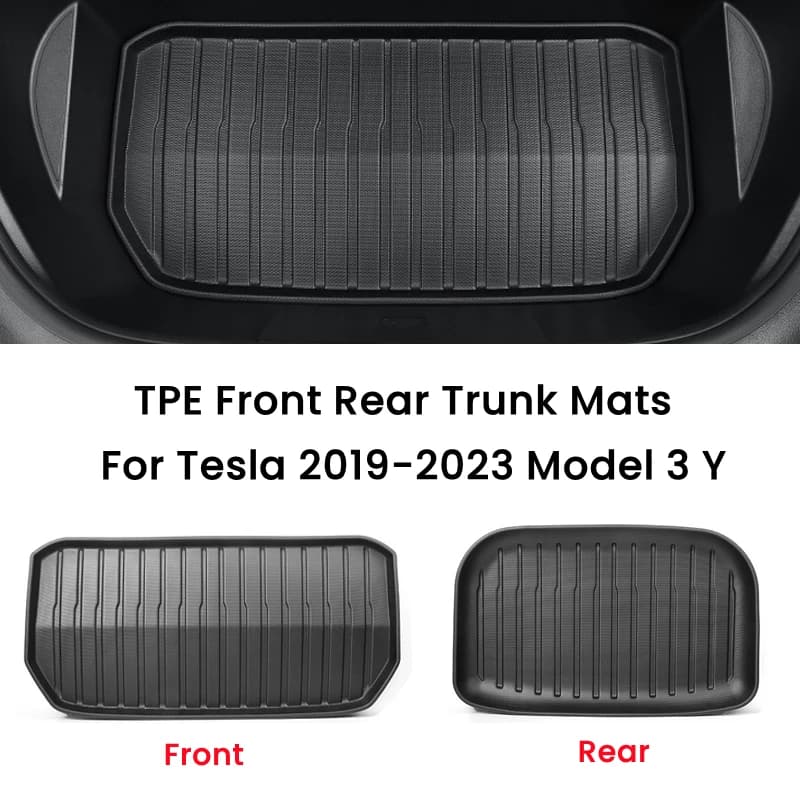 Alfombrillas para maletero delantero y trasero Tesla Model 3/Y, caja de almacenamiento inferior de TPE mejorada, cubierta protectora, revestimiento de Cochega, bandeja para maletero, alfombrilla para suelo