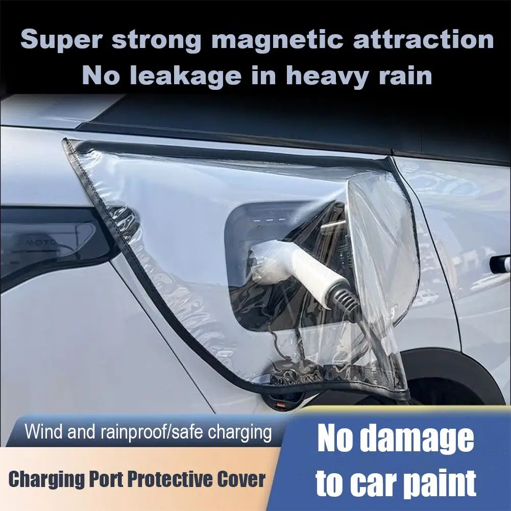 Tesla Cubierta de lluvia para puerto de Cochega de coche, cubierta de enchufe de Cochegador EV, cubierta transparente magnética para Cochega al aire libre impermeable de vehículo eléctrico