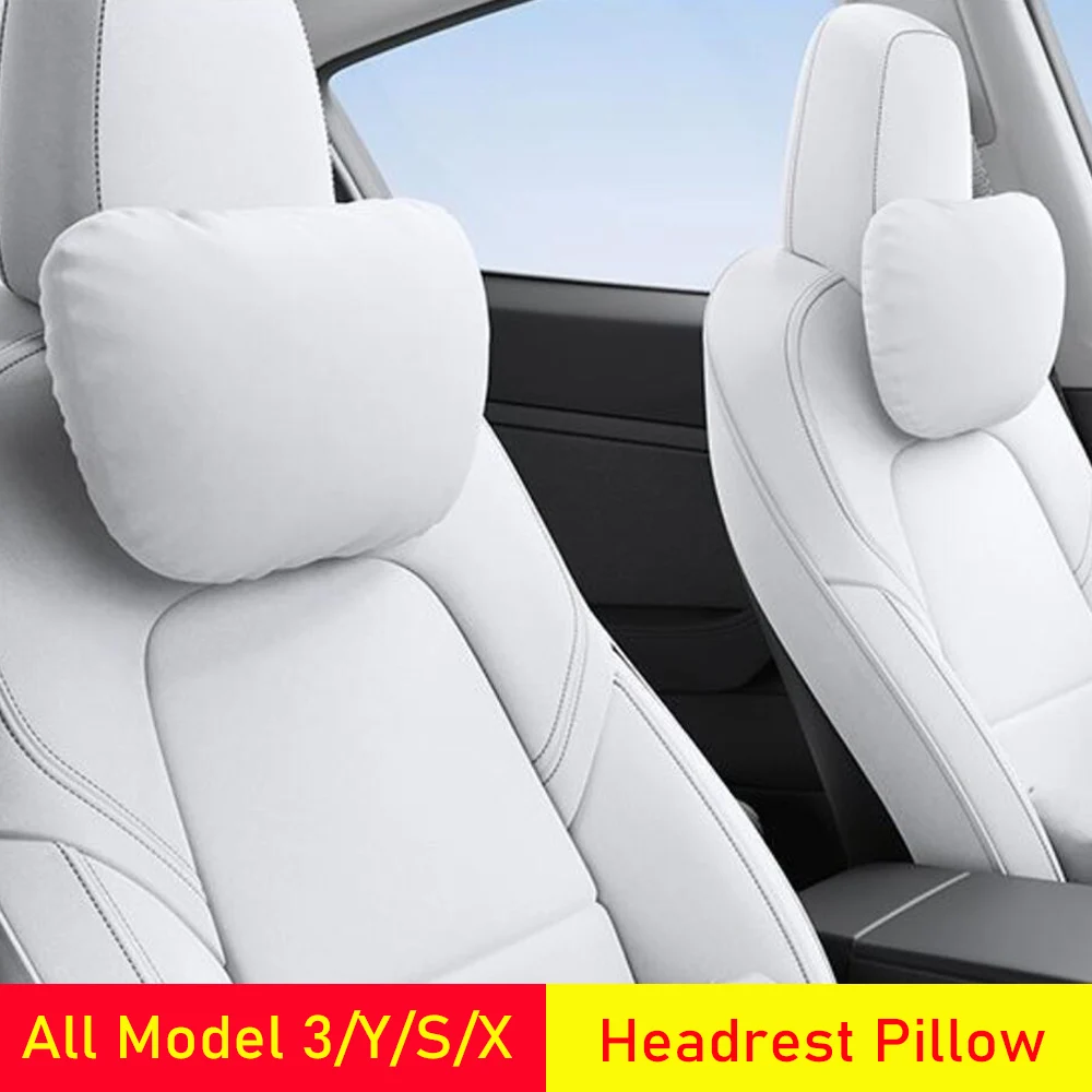 Almohada Reposacabezas de Diseño Exclusivo USVOTOV para Tesla Model 3 Y S X, Almohada Cervical Suave, Cojín de Soporte para el Cuello en el Auto, Accesorios Interiores