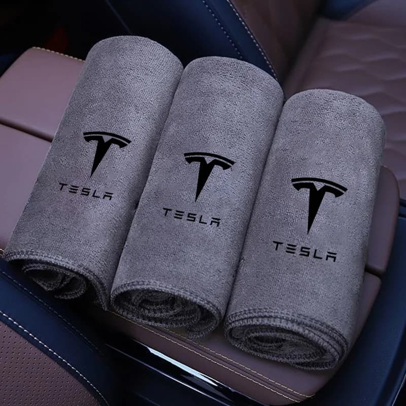 Toalla de microfibra de alta calidad para lavado de coches, paño de secado, toalla de limpieza para Tesla Model 3 Model Y Model S X SpaceX Cybertruck Juguete